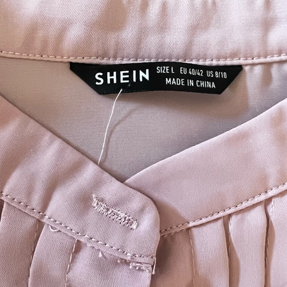 SHEIN mock neck button front sleeveless pink large blouse - Picture 14 of 16